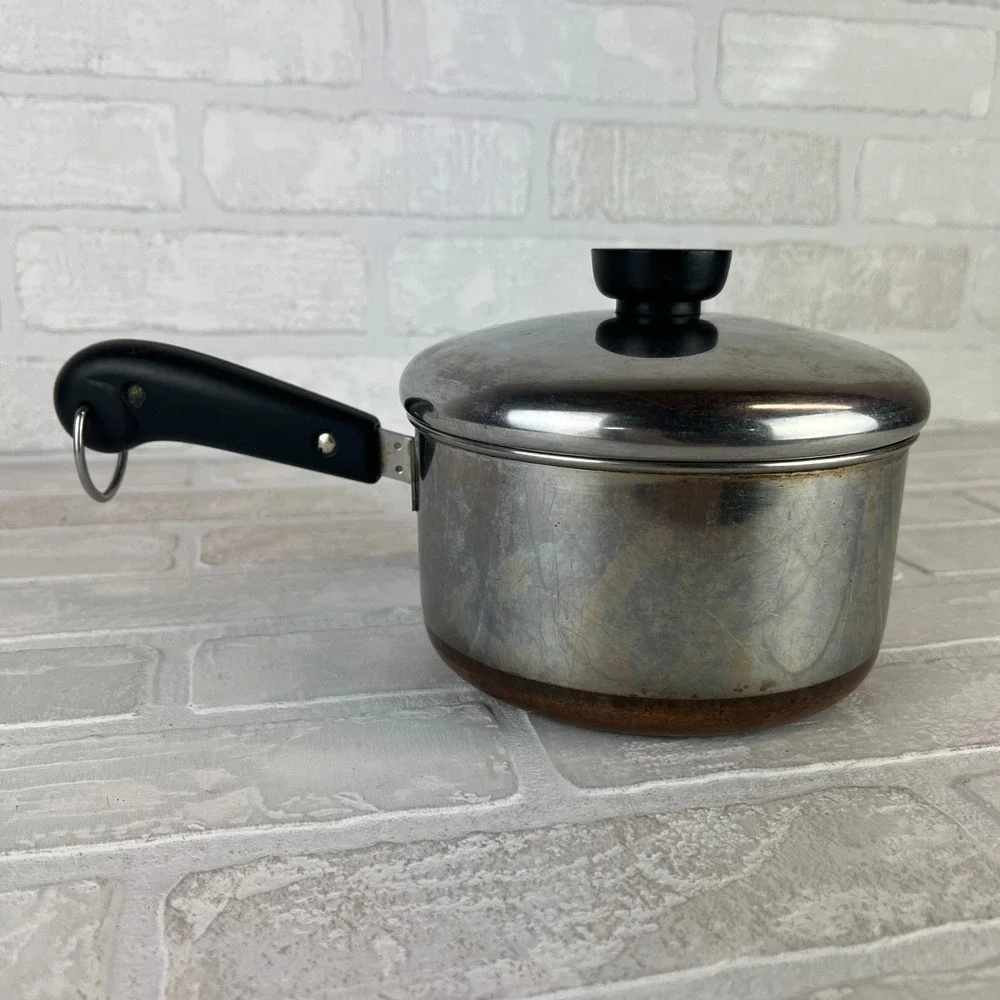 Revere Ware 1Qt 1801 Copper Bottom Stainless Steel Sauce Pan W/ Lid 2363973
